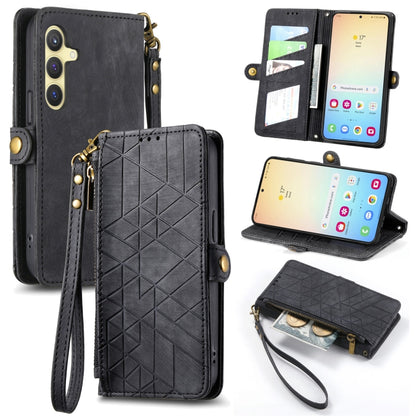 Geometric Zipper Wallet Side Buckle Leather Phone Case, For Samsung Galaxy S24 Ultra 5G, For Samsung Galaxy S24+ 5G, For Samsung Galaxy S24 5G, For Samsung Galaxy A05