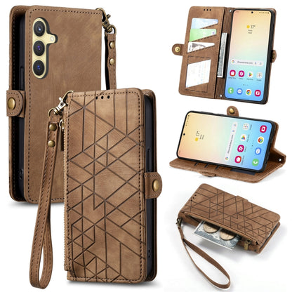 Geometric Zipper Wallet Side Buckle Leather Phone Case, For Samsung Galaxy S24 Ultra 5G, For Samsung Galaxy S24+ 5G, For Samsung Galaxy S24 5G, For Samsung Galaxy A05