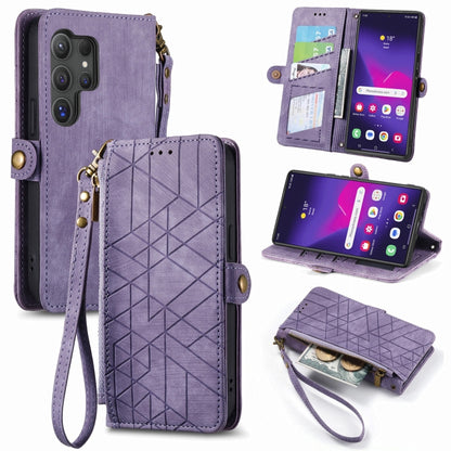 Geometric Zipper Wallet Side Buckle Leather Phone Case, For Samsung Galaxy S24 Ultra 5G, For Samsung Galaxy S24+ 5G, For Samsung Galaxy S24 5G, For Samsung Galaxy A05