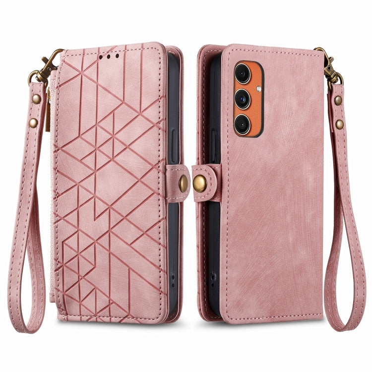 Geometric Zipper Wallet Side Buckle Leather Phone Case, For Samsung Galaxy S25 Ultra 5G, For Samsung Galaxy C55, For Samsung Galaxy M55, For Samsung Galaxy A55 5G