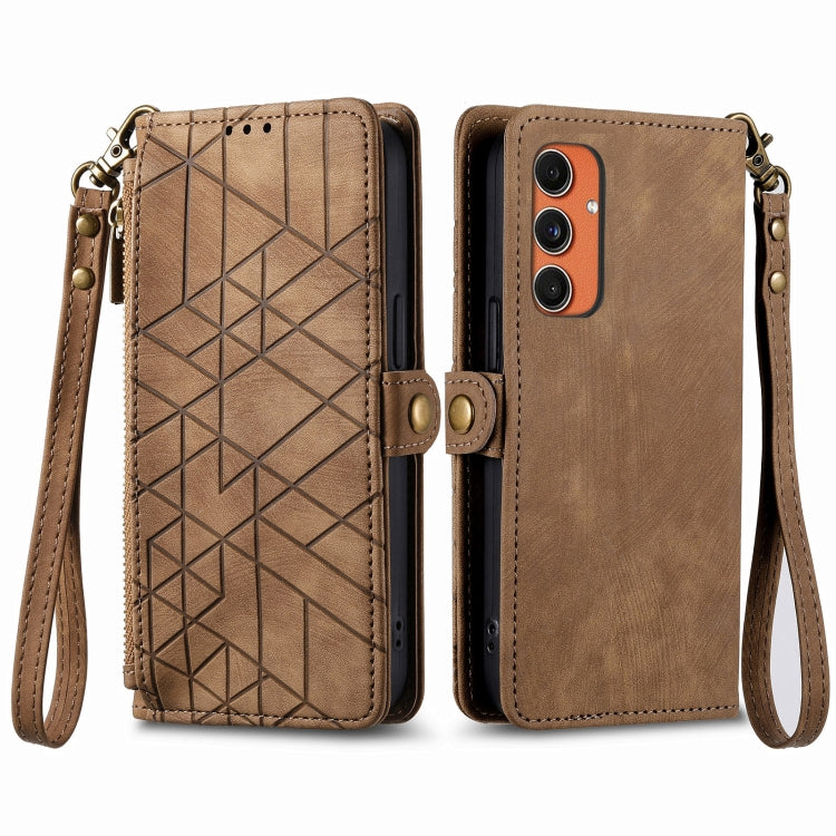 Geometric Zipper Wallet Side Buckle Leather Phone Case, For Samsung Galaxy S25 Ultra 5G, For Samsung Galaxy C55, For Samsung Galaxy M55, For Samsung Galaxy A55 5G