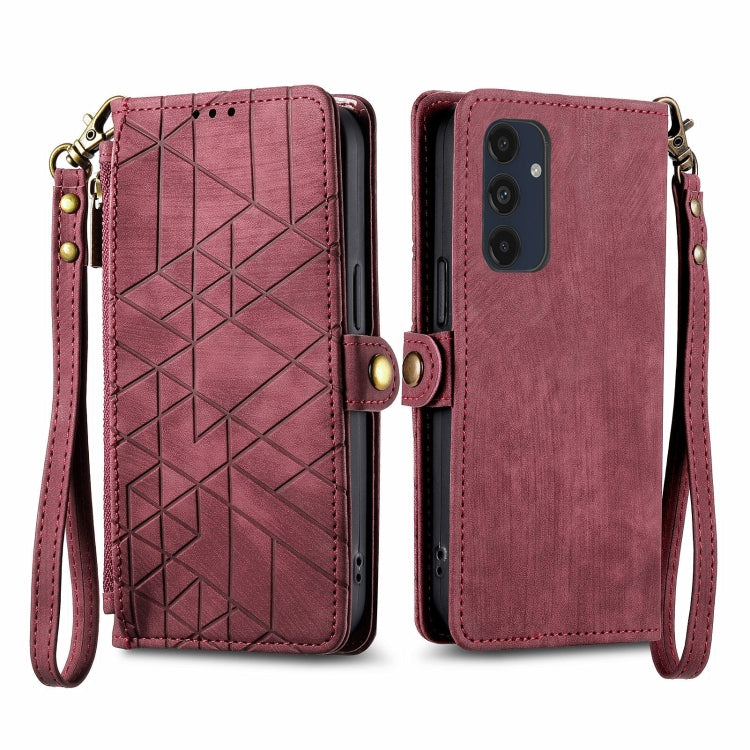 Geometric Zipper Wallet Side Buckle Leather Phone Case, For Samsung Galaxy S25 Ultra 5G, For Samsung Galaxy C55, For Samsung Galaxy M55, For Samsung Galaxy A55 5G