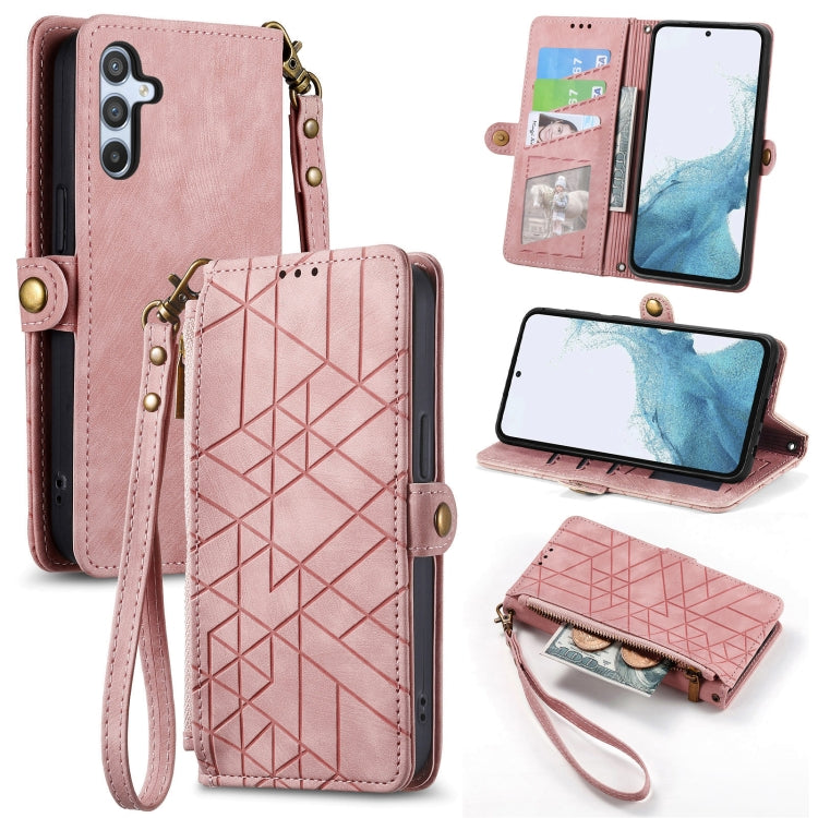 Geometric Zipper Wallet Side Buckle Leather Phone Case, For Samsung Galaxy S26 Edge 5G, For Samsung Galaxy S25 Edge 5G, For Samsung Galaxy A36 5G, For Samsung Galaxy S25 5G