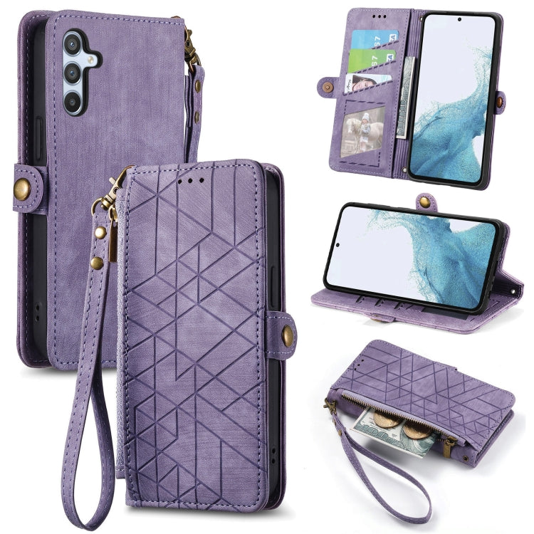 Geometric Zipper Wallet Side Buckle Leather Phone Case, For Samsung Galaxy A56 5G, For Samsung Galaxy A36 5G, For Samsung Galaxy S25 5G, For Samsung Galaxy S25+ 5G