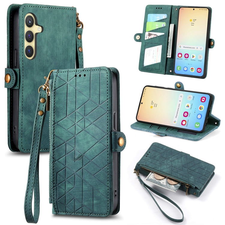 Geometric Zipper Wallet Side Buckle Leather Phone Case, For Samsung Galaxy A56 5G, For Samsung Galaxy A36 5G, For Samsung Galaxy S25 5G, For Samsung Galaxy S25+ 5G