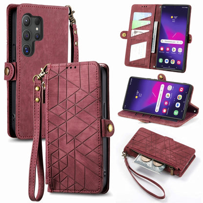 Geometric Zipper Wallet Side Buckle Leather Phone Case, For Samsung Galaxy S25 Ultra 5G, For Samsung Galaxy C55, For Samsung Galaxy M55, For Samsung Galaxy A55 5G