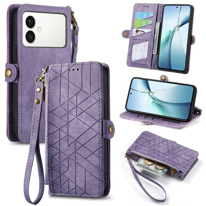 Geometric Zipper Wallet Side Buckle Leather Phone Case, For Samsung Galaxy S26 Edge 5G, For Samsung Galaxy A57 5G, For Samsung Galaxy A37 5G, For Samsung Galaxy S25 Edge 5G