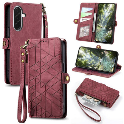 Geometric Zipper Wallet Side Buckle Leather Phone Case, For Samsung Galaxy A56 5G, For Samsung Galaxy A36 5G, For Samsung Galaxy S25 5G, For Samsung Galaxy S25+ 5G
