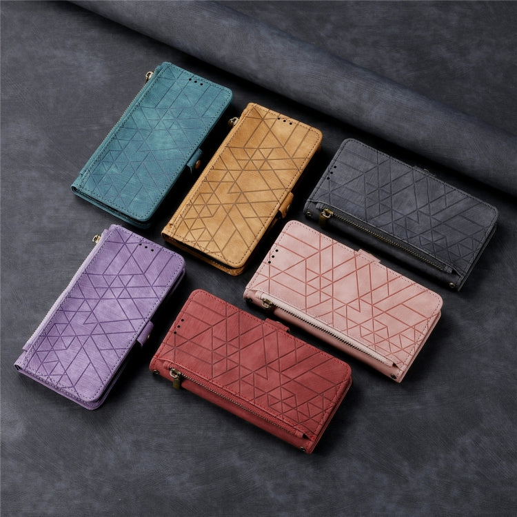 Geometric Zipper Wallet Side Buckle Leather Phone Case, For Samsung Galaxy A50, For Samsung Galaxy A30