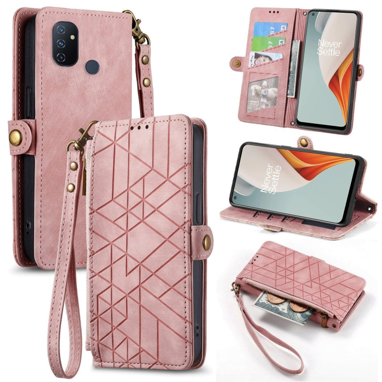 Geometric Zipper Wallet Side Buckle Leather Phone Case, For OnePlus Nord 2 5G, For OnePlus 9 Pro, For OnePlus 9, For OnePlus Nord N100