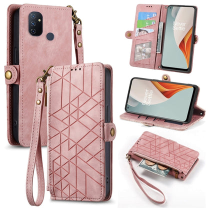 Geometric Zipper Wallet Side Buckle Leather Phone Case, For OnePlus Nord 2 5G, For OnePlus 9 Pro, For OnePlus 9, For OnePlus Nord N100