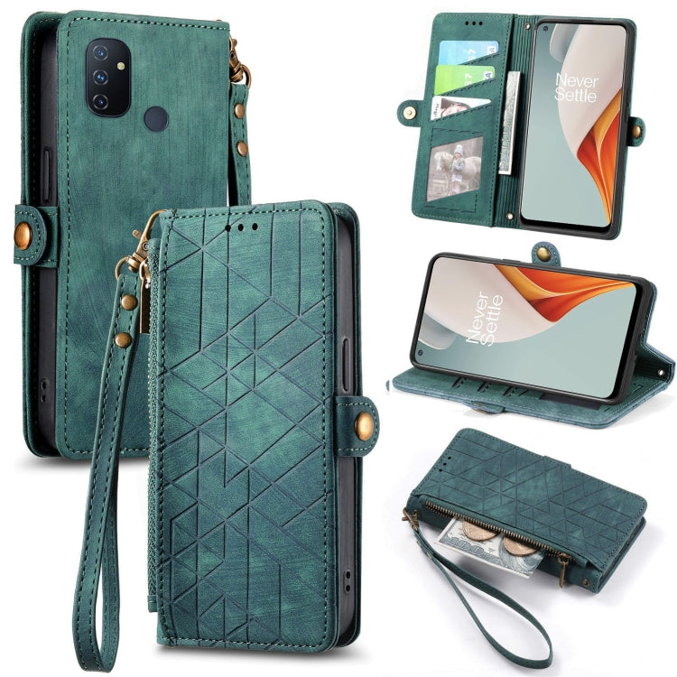 Geometric Zipper Wallet Side Buckle Leather Phone Case, For OnePlus Nord 2 5G, For OnePlus 9 Pro, For OnePlus 9, For OnePlus Nord N100