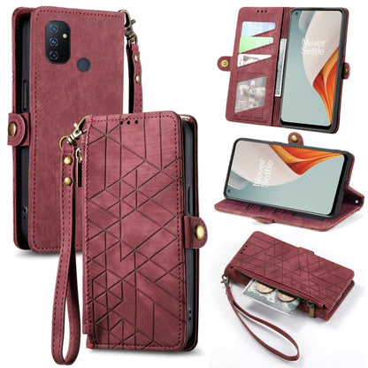 Geometric Zipper Wallet Side Buckle Leather Phone Case, For OnePlus Nord 2 5G, For OnePlus 9 Pro, For OnePlus 9, For OnePlus Nord N100
