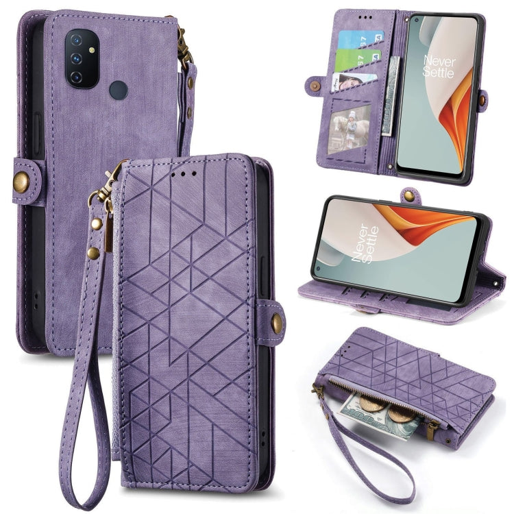 Geometric Zipper Wallet Side Buckle Leather Phone Case, For OnePlus Nord 2 5G, For OnePlus 9 Pro, For OnePlus 9, For OnePlus Nord N100