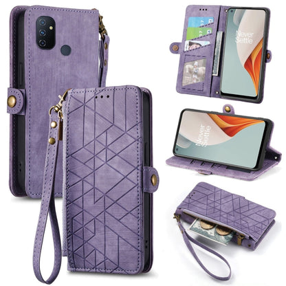 Geometric Zipper Wallet Side Buckle Leather Phone Case, For OnePlus Nord 2 5G, For OnePlus 9 Pro, For OnePlus 9, For OnePlus Nord N100