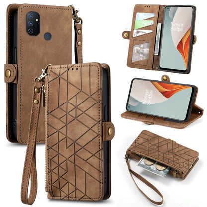 Geometric Zipper Wallet Side Buckle Leather Phone Case, For OnePlus Nord 2 5G, For OnePlus 9 Pro, For OnePlus 9, For OnePlus Nord N100