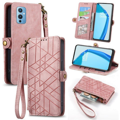 Geometric Zipper Wallet Side Buckle Leather Phone Case, For OnePlus Nord 2 5G, For OnePlus 9 Pro, For OnePlus 9, For OnePlus Nord N100