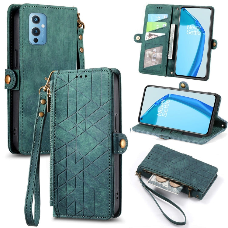 Geometric Zipper Wallet Side Buckle Leather Phone Case, For OnePlus Nord 2 5G, For OnePlus 9 Pro, For OnePlus 9, For OnePlus Nord N100