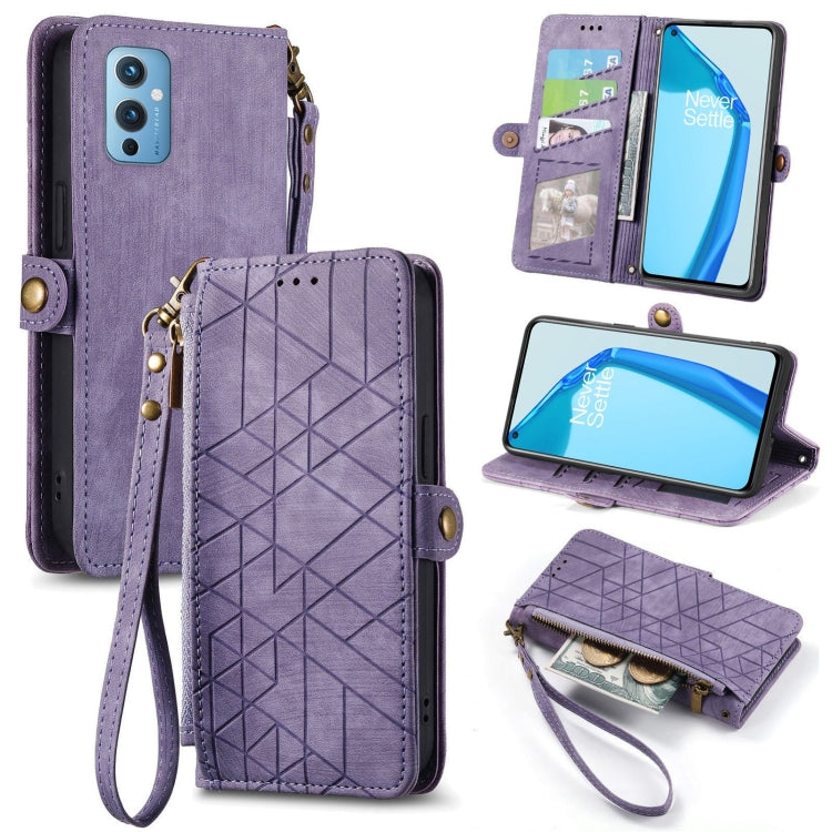 Geometric Zipper Wallet Side Buckle Leather Phone Case, For OnePlus Nord 2 5G, For OnePlus 9 Pro, For OnePlus 9, For OnePlus Nord N100