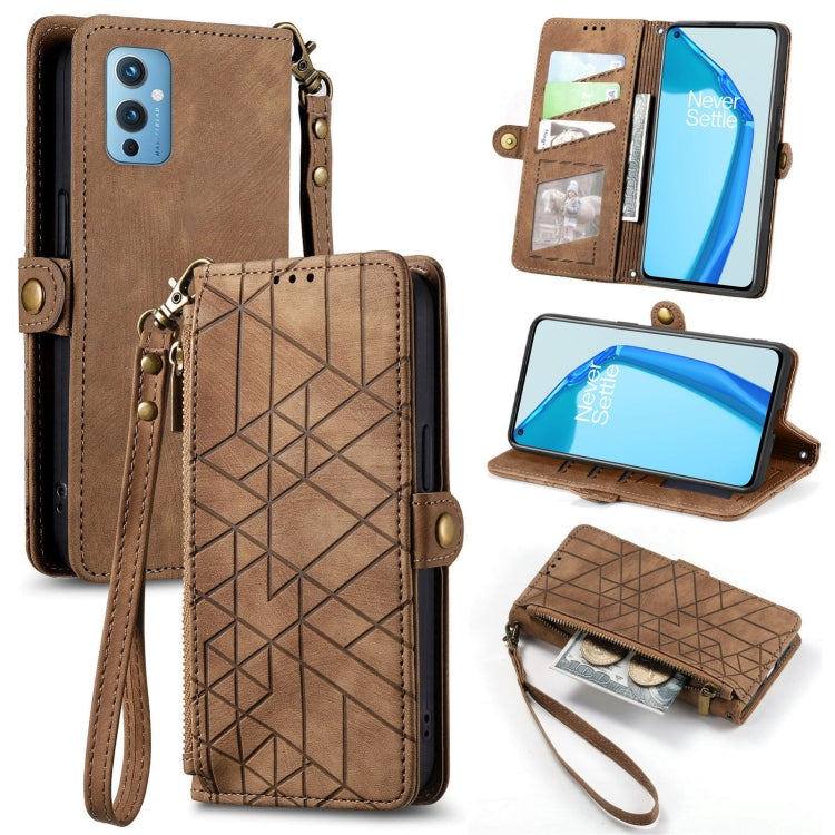 Geometric Zipper Wallet Side Buckle Leather Phone Case, For OnePlus Nord 2 5G, For OnePlus 9 Pro, For OnePlus 9, For OnePlus Nord N100