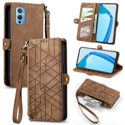 Geometric Zipper Wallet Side Buckle Leather Phone Case, For OnePlus Nord 2 5G, For OnePlus 9 Pro, For OnePlus 9, For OnePlus Nord N100
