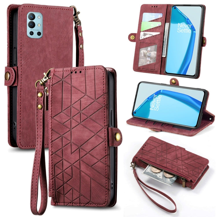 Geometric Zipper Wallet Side Buckle Leather Phone Case, For OnePlus 9RT 5G, For OnePlus Nord N200 5G, For OnePlus 9R, For OnePlus Nord CE 5G