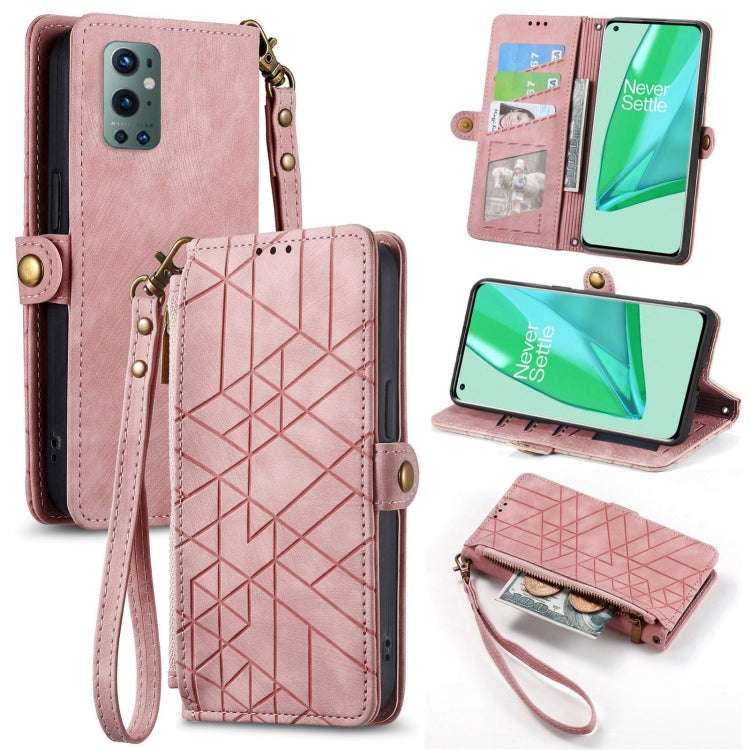 Geometric Zipper Wallet Side Buckle Leather Phone Case, For OnePlus Nord 2 5G, For OnePlus 9 Pro, For OnePlus 9, For OnePlus Nord N100