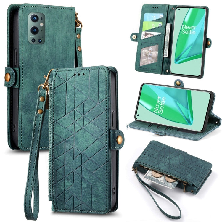 Geometric Zipper Wallet Side Buckle Leather Phone Case, For OnePlus Nord 2 5G, For OnePlus 9 Pro, For OnePlus 9, For OnePlus Nord N100