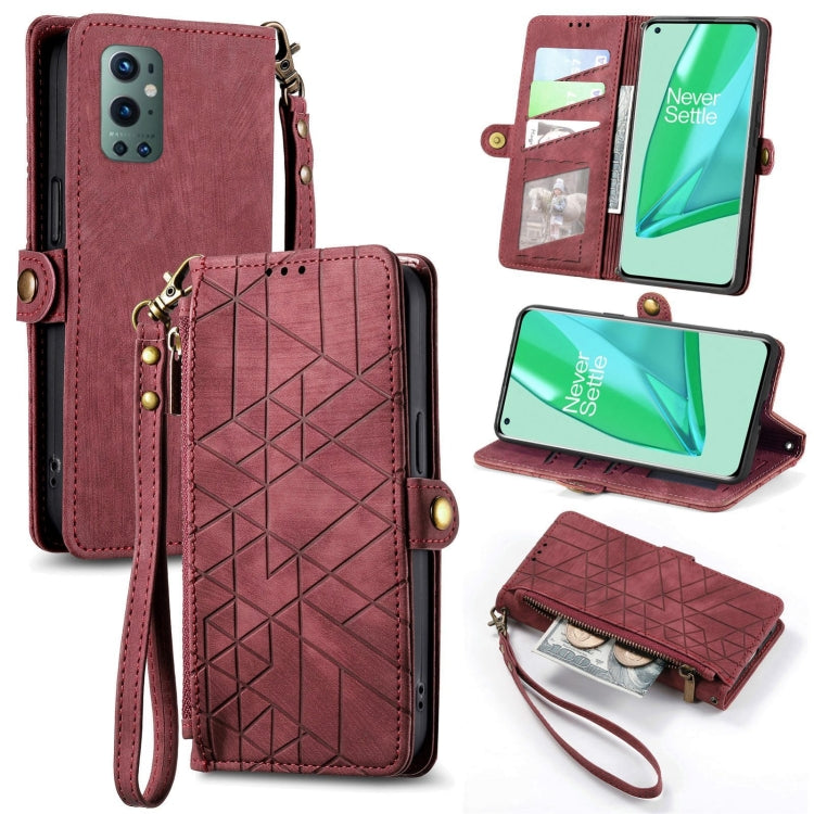 Geometric Zipper Wallet Side Buckle Leather Phone Case, For OnePlus Nord 2 5G, For OnePlus 9 Pro, For OnePlus 9, For OnePlus Nord N100