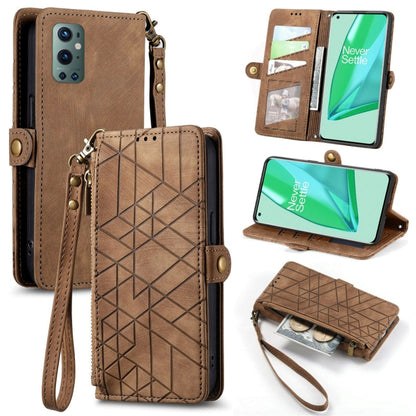 Geometric Zipper Wallet Side Buckle Leather Phone Case, For OnePlus Nord 2 5G, For OnePlus 9 Pro, For OnePlus 9, For OnePlus Nord N100