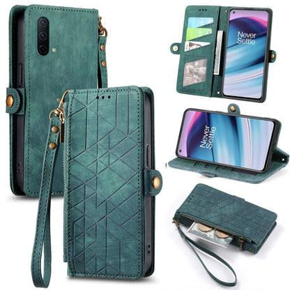 Geometric Zipper Wallet Side Buckle Leather Phone Case, For OnePlus 9RT 5G, For OnePlus Nord N200 5G, For OnePlus 9R, For OnePlus Nord CE 5G