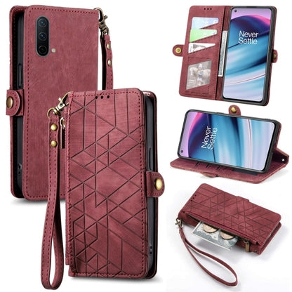 Geometric Zipper Wallet Side Buckle Leather Phone Case, For OnePlus 9RT 5G, For OnePlus Nord N200 5G, For OnePlus 9R, For OnePlus Nord CE 5G