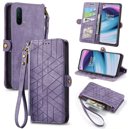 Geometric Zipper Wallet Side Buckle Leather Phone Case, For OnePlus 9RT 5G, For OnePlus Nord N200 5G, For OnePlus 9R, For OnePlus Nord CE 5G