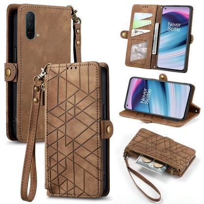 Geometric Zipper Wallet Side Buckle Leather Phone Case, For OnePlus 9RT 5G, For OnePlus Nord N200 5G, For OnePlus 9R, For OnePlus Nord CE 5G