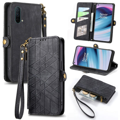 Geometric Zipper Wallet Side Buckle Leather Phone Case, For OnePlus 9RT 5G, For OnePlus Nord N200 5G, For OnePlus 9R, For OnePlus Nord CE 5G