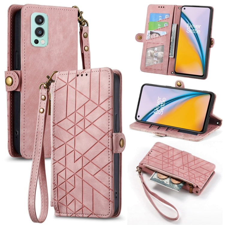 Geometric Zipper Wallet Side Buckle Leather Phone Case, For OnePlus Nord 2 5G, For OnePlus 9 Pro, For OnePlus 9, For OnePlus Nord N100