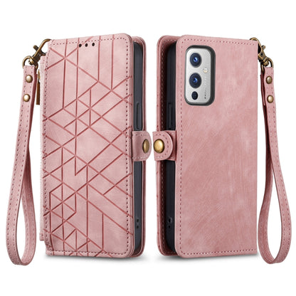 Geometric Zipper Wallet Side Buckle Leather Phone Case, For OnePlus Nord 2 5G, For OnePlus 9 Pro, For OnePlus 9, For OnePlus Nord N100