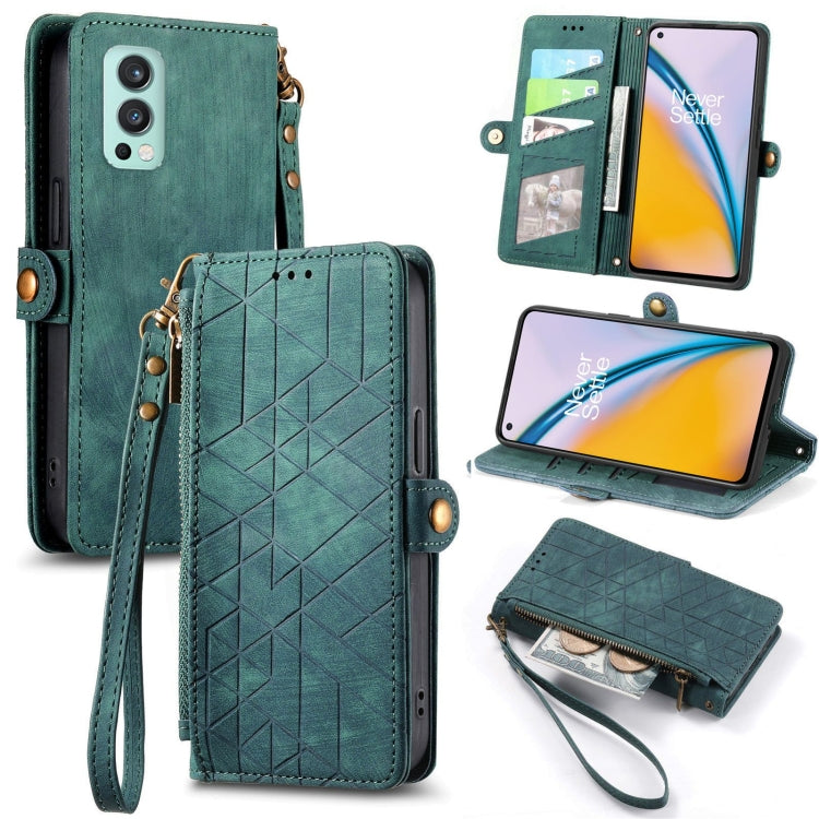 Geometric Zipper Wallet Side Buckle Leather Phone Case, For OnePlus Nord 2 5G, For OnePlus 9 Pro, For OnePlus 9, For OnePlus Nord N100