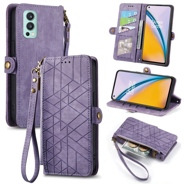 Geometric Zipper Wallet Side Buckle Leather Phone Case, For OnePlus Nord 2 5G, For OnePlus 9 Pro, For OnePlus 9, For OnePlus Nord N100