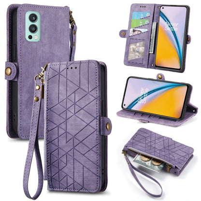 Geometric Zipper Wallet Side Buckle Leather Phone Case, For OnePlus Nord 2 5G, For OnePlus 9 Pro, For OnePlus 9, For OnePlus Nord N100