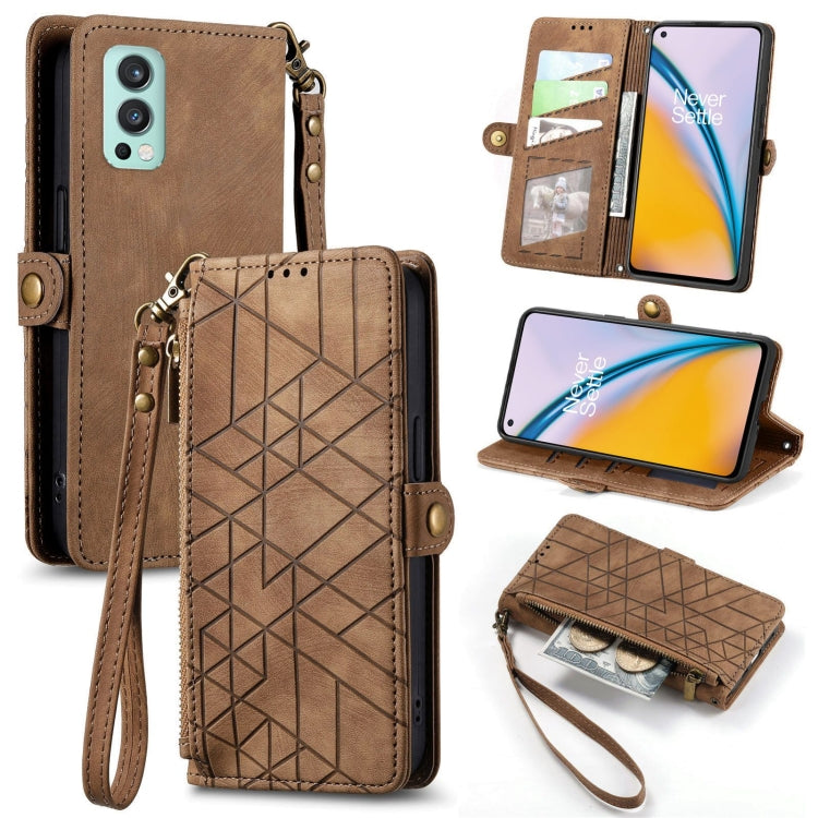 Geometric Zipper Wallet Side Buckle Leather Phone Case, For OnePlus Nord 2 5G, For OnePlus 9 Pro, For OnePlus 9, For OnePlus Nord N100
