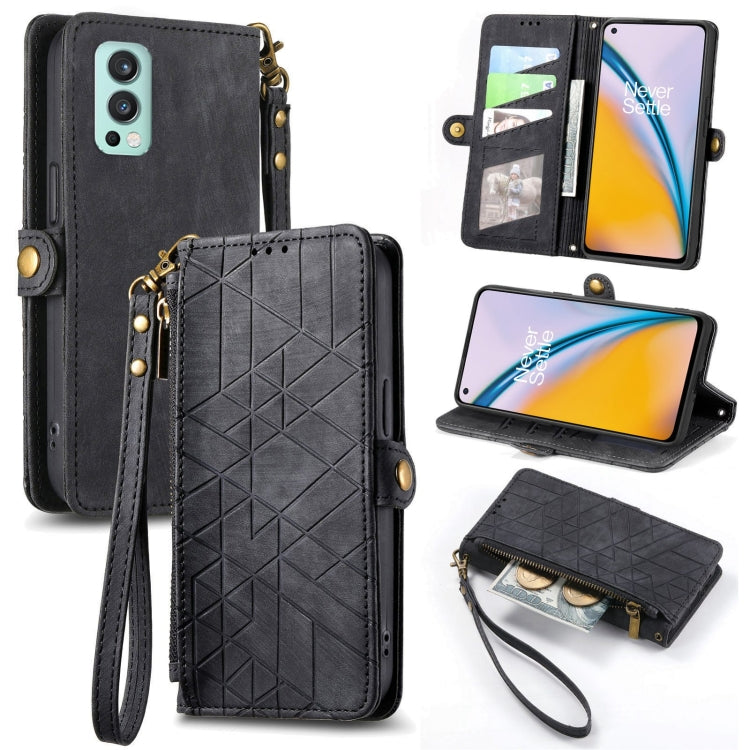 Geometric Zipper Wallet Side Buckle Leather Phone Case, For OnePlus Nord 2 5G, For OnePlus 9 Pro, For OnePlus 9, For OnePlus Nord N100