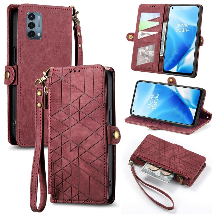 Geometric Zipper Wallet Side Buckle Leather Phone Case, For OnePlus 9RT 5G, For OnePlus Nord N200 5G, For OnePlus 9R, For OnePlus Nord CE 5G