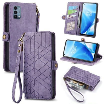 Geometric Zipper Wallet Side Buckle Leather Phone Case, For OnePlus 9RT 5G, For OnePlus Nord N200 5G, For OnePlus 9R, For OnePlus Nord CE 5G