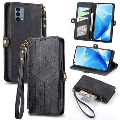 Geometric Zipper Wallet Side Buckle Leather Phone Case, For OnePlus 9RT 5G, For OnePlus Nord N200 5G, For OnePlus 9R, For OnePlus Nord CE 5G