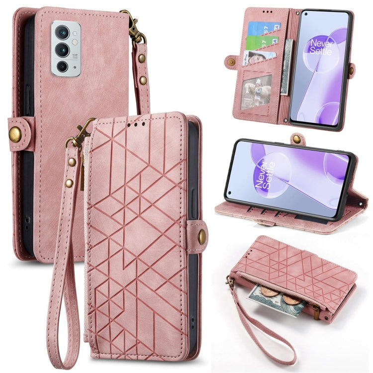 Geometric Zipper Wallet Side Buckle Leather Phone Case, For OnePlus 9RT 5G, For OnePlus Nord N200 5G, For OnePlus 9R, For OnePlus Nord CE 5G
