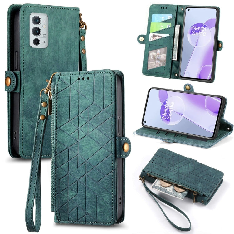 Geometric Zipper Wallet Side Buckle Leather Phone Case, For OnePlus 9RT 5G, For OnePlus Nord N200 5G, For OnePlus 9R, For OnePlus Nord CE 5G
