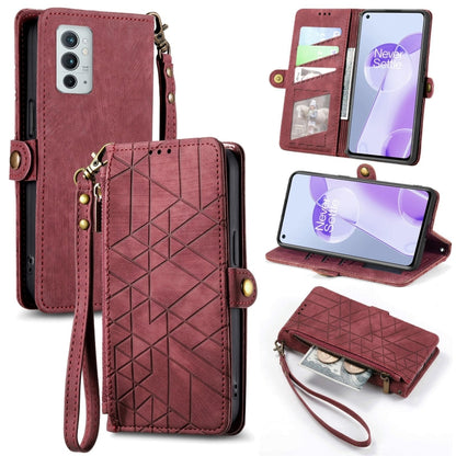 Geometric Zipper Wallet Side Buckle Leather Phone Case, For OnePlus 9RT 5G, For OnePlus Nord N200 5G, For OnePlus 9R, For OnePlus Nord CE 5G