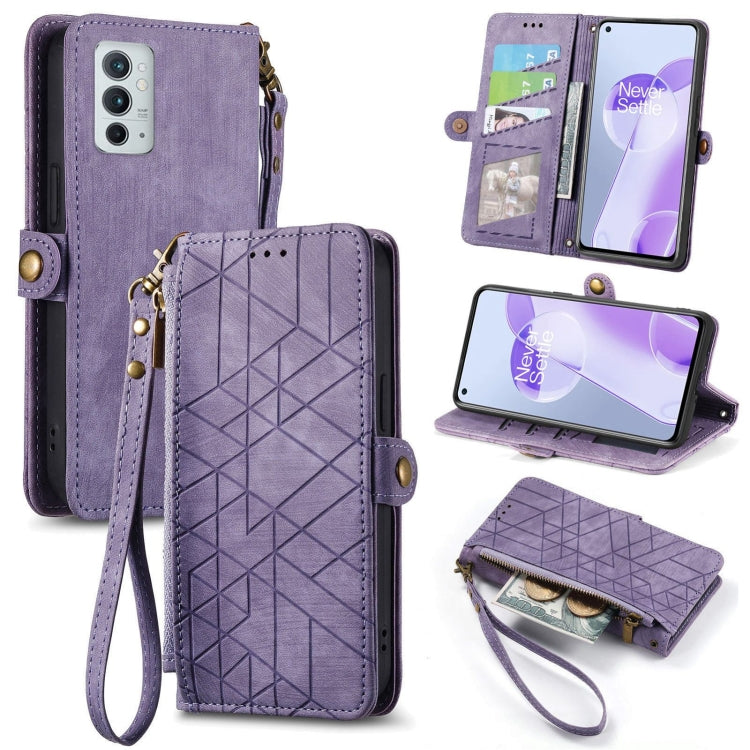 Geometric Zipper Wallet Side Buckle Leather Phone Case, For OnePlus 9RT 5G, For OnePlus Nord N200 5G, For OnePlus 9R, For OnePlus Nord CE 5G