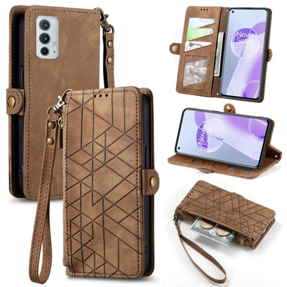 Geometric Zipper Wallet Side Buckle Leather Phone Case, For OnePlus 9RT 5G, For OnePlus Nord N200 5G, For OnePlus 9R, For OnePlus Nord CE 5G
